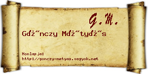 Gönczy Mátyás névjegykártya